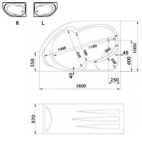 Акриловая ванна Creto Doris 160х100 L 14-160100L без гидромассажа