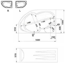 Акриловая ванна Creto Doris 160х100 R 14-160100R без гидромассажа