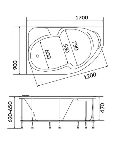 Акриловая ванна Creto Doris 170х90 R 14-17090R без гидромассажа