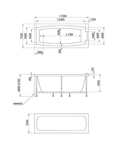 Акриловая ванна Creto Elite 170х75 11-17075 без гидромассажа