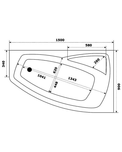 Акриловая ванна Creto Madison 150х90 R 22-1112 без гидромассажа