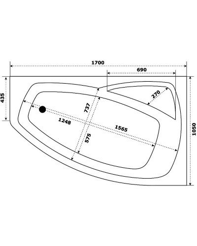 Акриловая ванна Creto Madison 170х105 R 22-1116 без гидромассажа