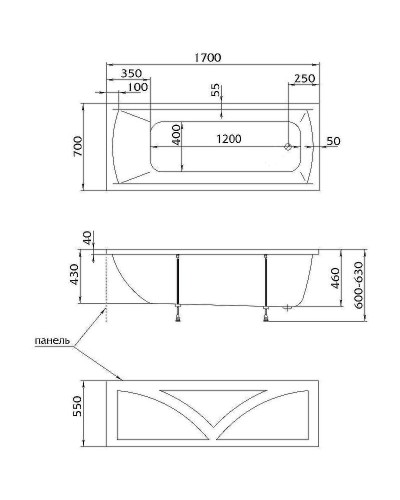 Акриловая ванна Creto Modalia 170х70 9-17070 без гидромассажа