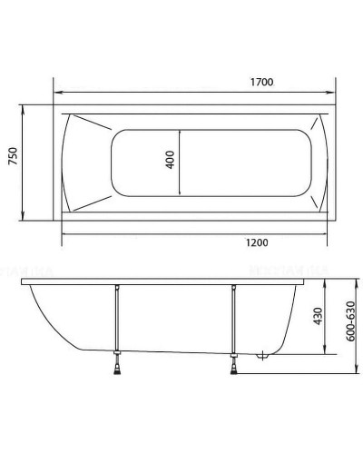 Акриловая ванна Creto Modalia 170х75 9-17075 без гидромассажа