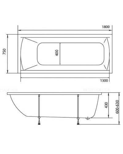 Акриловая ванна Creto Modalia 180х75 9-18075 без гидромассажа