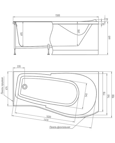 Акриловая ванна Timo Vino 150x90 R VINO1590R без гидромассажа