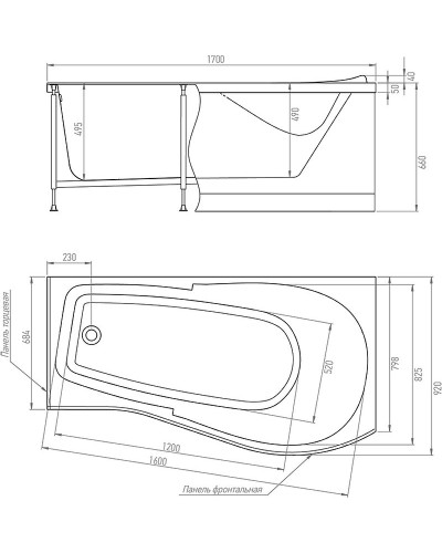 Акриловая ванна Timo Vino 170x92 R VINO1792R без гидромассажа