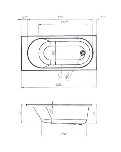 Акриловая ванна Creto Solly 150х70 18-15070 без гидромассажа