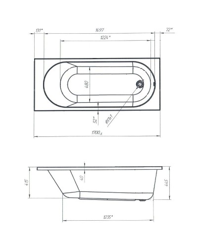 Акриловая ванна Creto Solly 170х70 18-17070 без гидромассажа
