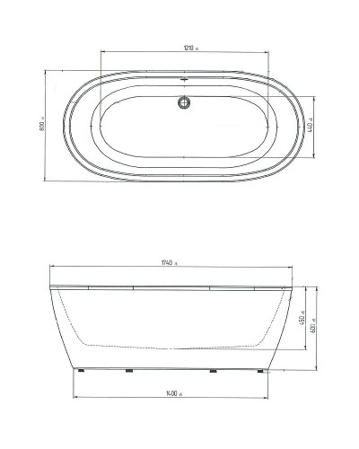 Акриловая ванна Creto Tailor 174х80 19-17480 без гидромассажа