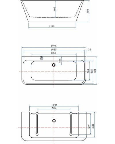 Акриловая ванна Aquanet Family Perfect 13775-GW-MB 170x75 292986 Черная матовая без гидромассажа