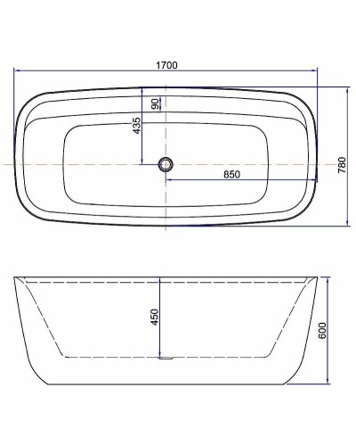Акриловая ванна Aquanet Family Fine 95778-GW-MB 170x78 292985 Черная матовая без гидромассажа
