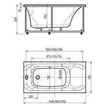 Акриловая ванна Aquatek Альфа 170x70 ALF170-0000007 с гидромассажем с фронтальной панелью с каркасом (разборный) со слив-переливом (слева)