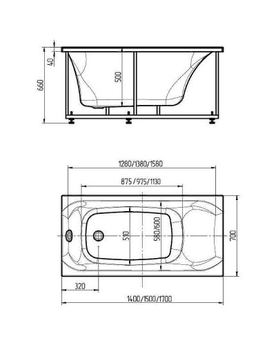 Акриловая ванна Aquatek Альфа 170x70 ALF170-0000007 с гидромассажем с фронтальной панелью с каркасом (разборный) со слив-переливом (слева)