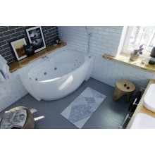 Акриловая ванна Aquatek Бетта 160x97 R BET160-0000001 с гидромассажем с фронтальной панелью с каркасом (разборный) со слив-переливом