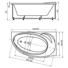 Акриловая ванна Aquatek Бетта 160x97 R BET160-0000001 с гидромассажем с фронтальной панелью с каркасом (разборный) со слив-переливом
