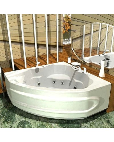 Акриловая ванна Aquatek Сириус 164х164 SIR164-0000006 с гидромассажем с фронтальной панелью с каркасом (разборный) со слив-переливом