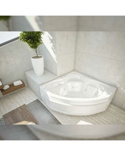 Акриловая ванна Aquatek Сириус 164х164 SIR164-0000006 с гидромассажем с фронтальной панелью с каркасом (разборный) со слив-переливом