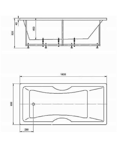 Акриловая ванна Aquatek Феникс 180x85 FEN180-0000043 без гидромассажа с фронтальной панелью с каркасом (вклеенный) со слив-переливом (слева)