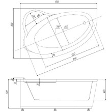 Акриловая ванна Aquatek Фиджи 170х110 R FID170-0000010 без гидромассажа без панелей с каркасом (вклеенный) со слив-переливом