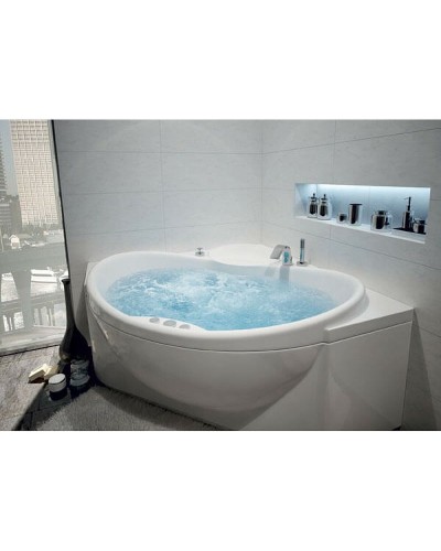 Акриловая ванна Aquatek Эпсилон 150х150 EPS150-0000005 с гидромассажем с фронтальной панелью с каркасом (разборный) со слив-переливом