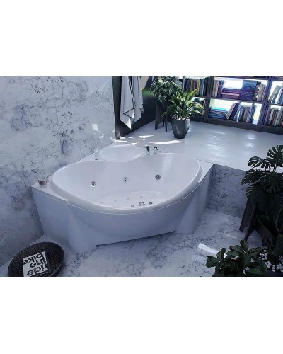 Акриловая ванна Aquatek Эпсилон 150х150 EPS150-0000005 с гидромассажем с фронтальной панелью с каркасом (разборный) со слив-переливом