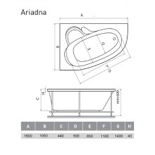 Акриловая ванна Relisan Ariadna 160x105 L Гл000000535 без гидромассажа