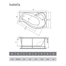 Акриловая ванна Relisan Isabella 170х90 R Гл000010530 без гидромассажа