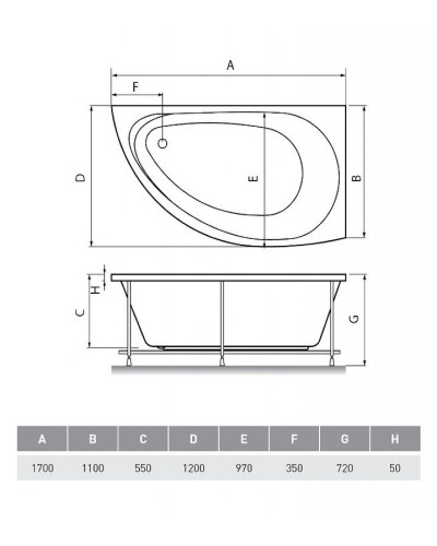 Акриловая ванна Relisan Eco Plus Ибица 170х120 L Гл000023027 без гидромассажа