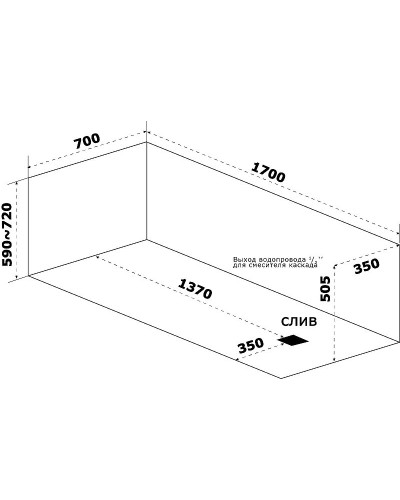 Акриловая ванна Bas Аякс 170x70 В 00130 без гидромассажа