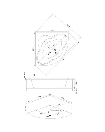 Акриловая ванна Bas Имейджен 139х139 В 00056 без гидромассажа