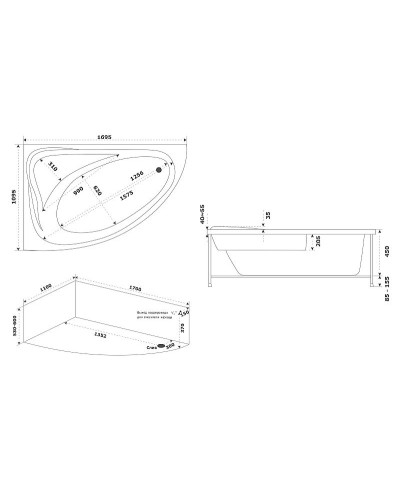 Акриловая ванна Bas Милан 170x110 L В 00061 без гидромассажа
