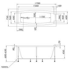 Акриловая ванна 170х75 см Marka One Aelita 01ae1775