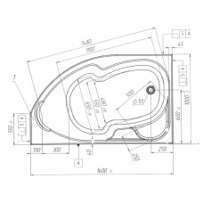 Акриловая ванна 160х100 см L 1Marka Diana 01ди1610л