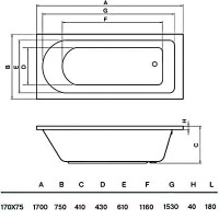 Акриловая ванна Koller Pool Dakota 170x75 без гидромассажа