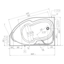 Акриловая ванна 160х100 см R 1Marka Diana 01ди1610п