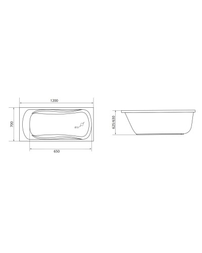 Акриловая ванна 120х70 см Marka One Classic 01кл1270 А