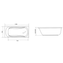 Акриловая ванна 130х70 см 1Marka Classic 01кл1370 А
