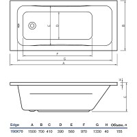 Акриловая ванна Koller Pool Edge 150x70 без гидромассажа