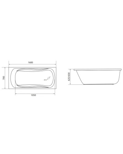 Акриловая ванна 160х70 см 1Marka Classic 01кл1670 А