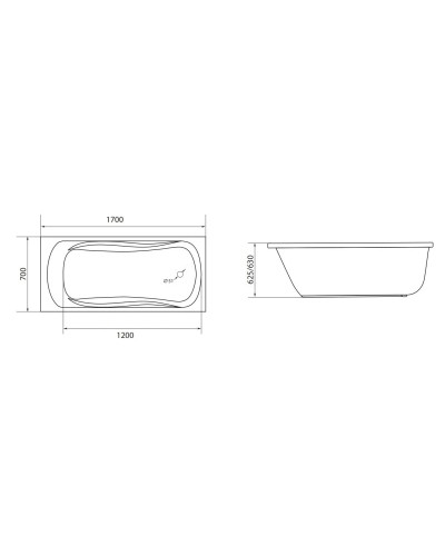 Акриловая ванна 170х70 см 1Marka Classic 01кл1770 А