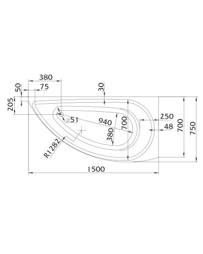 Акриловая ванна 150х75 см 1Marka Piccolo L 01пк1770л