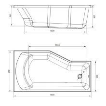 Акриловая ванна 150х75 см Marka One Convey R 01кон1575п