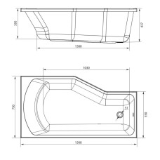 Акриловая ванна 150х75 см Marka One Convey R 01кон1575п