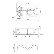 Акриловая ванна 130х70 см 1Marka Elegance 01эл1370