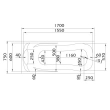 Акриловая ванна 170х75 см 1Marka Calypso 01каи1775