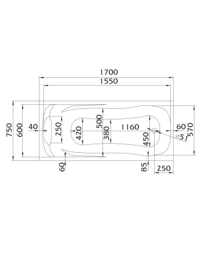 Акриловая ванна 170х75 см 1Marka Calypso 01каи1775