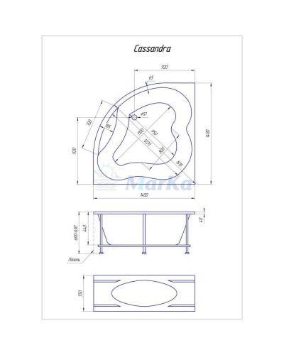 Акриловая ванна 140х140 см 1Marka Cassandra 01кас1414