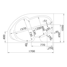 Акриловая ванна 170х105 см R 1Marka Diana 01ди1710п