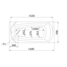 Акриловая ванна 160х70 см 1Marka Elegance 01эл1670